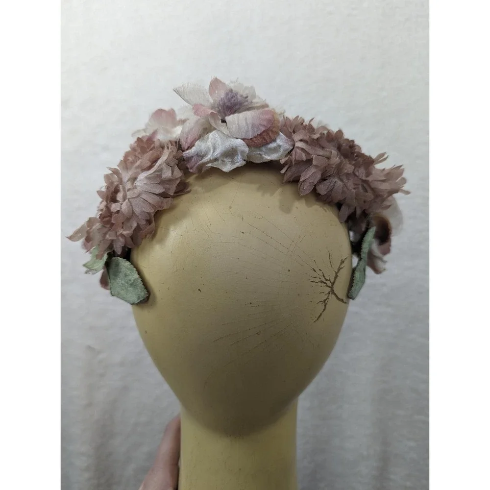 Vtg 1960s Floral‎ Half Hat Purple Lavender Japan Gorgeous Wedding Flowers Mod